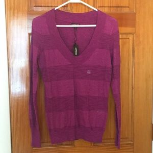 Express Purple Shimmer V-neck Sweater - Size Small